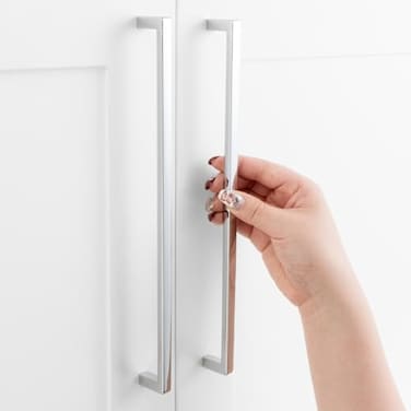 ASKANO Pack of 1 10 Inch Hole Centers Polished Chrome Square Bar Kitchen Cabinet Pull Handle ZP2401 Solid Hardware for Drawer Dresser Bathroom Vanity Furniture Door Cupboard Bedroom 10