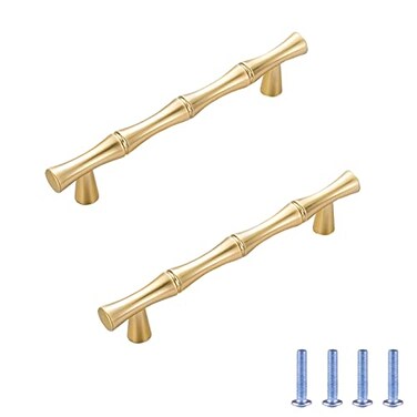 Bilindasly 33496mm Bamboo Shape Cabinet Pulls Gold Dresser Pulls Kitchen Pulls Zinc Alloy Pulls Drawer Pulls Cupboard Wardrobe Furniture Pulls Hardware Drawer Handles 2 Pack