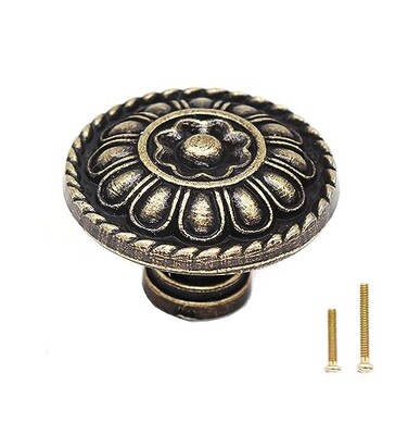 binifiMux 8Pack 12 Inches Width Traditional Top Round Vintage Cabinet Drawer Knobs Black Antique Brass Vintage Drawer Dresser Dangle Knobs Pulls