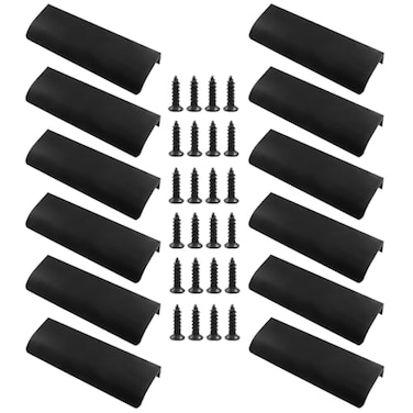 BokWin 12Pcs 120mm472 Inch Mount Finger Edge Pull Furniture Drawer Handles Aluminum Concealed Handle for Home Kitchen Door Drawer Cabinet with Screws Black