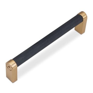 BUKOBYHE 10 Pack 5Inch128mm Kitchen Cabinet Handles Black and Champagne Bronze Knurled Cabinet Pulls Black Drawer Pulls Kitchen Hardware