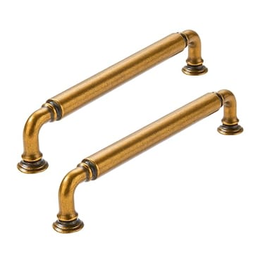 CABDM 10 Pack 6 Inch Hole Center Antique Brass Cabinet pulls HeavyDuty Solid Vintage Brass Cabinet Handle Hardware Suitable for cabinets Dressers Kitchens and Bathroom cabinets