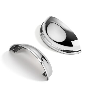 CABDM 2 Pack 212 Drawer Pulls Polished Chrome Cabinet Cup Pulls Kitchen Hardware Cabinet Handles Drawer Handles Knobs 212 inch 64mm Center to Center