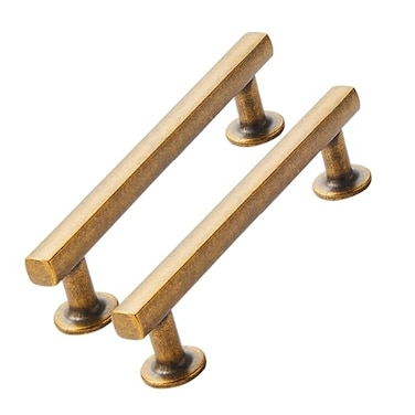 CABDM 3 inch 76mm 2 Pack Antique Brass Cabinet pulls Solid HeavyDuty Handles Hardware for Kitchen Badroom Drawer Square Pulls Cupboard Cabinets