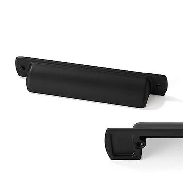 CABDM 6 Pack Cup Pulls 33496mm Center to Center Drawer Pulls Matte Black Cabinet Hardware Vintage Handles Bin Cup Drawer Handles Kitchen Knobs