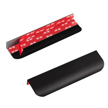 Cekikibi 2 Pack Adhesive Edge Finger Pulls for CabinetsKitchen Aluminium Alloy Concealed Drawer Pulls No Drilling Required Flat Stick On Cabinet Handles Black 59 Overall Length