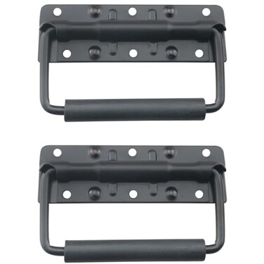 CHENJIN 2PCS Heavy Duty Folding Spring Handle 125x81MM Black Steel Case Handle for Props Boxes Tool Boxes