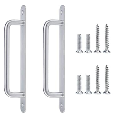 Chinflly 2 PCS Pull Push Door HandleMetal Commercial Door Handle Door PullsStainless Steel Heavy Duty Barn Door Pulls with Mounting Screws Silver192x19mm75x075 Inch