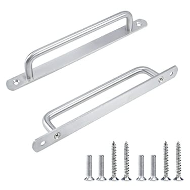 Chinflly Door Handle 2 Pcs Heavy Duty Stainless Steel Push Door Gate Pulls Cabinet Handle with Mounting Screws Silve 882x075