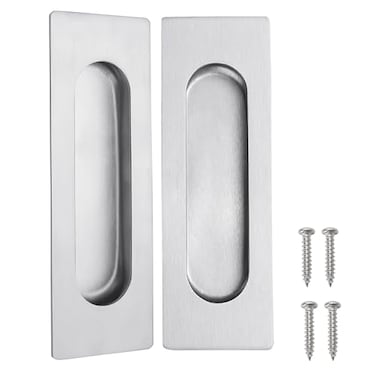 CozyTower 472 Inch Recessed Flush Finger Pulls for Closet Door Kitchen Cabinet Small Sliding Cupboard Door Handle Brushed Stainless Steel Rectangular Hardware 2 Pack