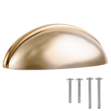 FIGO HOME Cup Drawer Pulls 10 Pack Gold Kitchen Cabinet Handles 3 Inch Cabinet Pulls Gold Cabinet Cup Pulls for Cabinets and Drawers Cup Pulls for Drawers Furniture Kitchen Cabinet Hardware