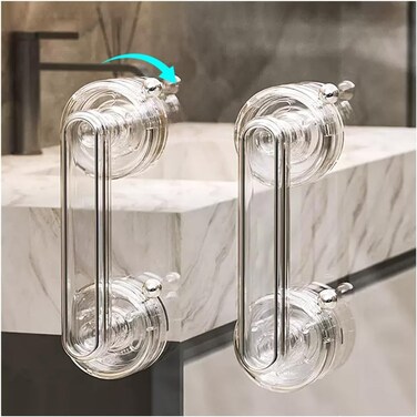 EHERDM 2PCS Suction Cup Door Handles PunchFree Waterproof Handle for Windows and Cabinets Removable Strong Hold Door Handles for Bathroom Kitchen Transparent