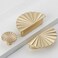 ESreake 6 Pack Semicircle Sunflower Brushed Gold Cabinet PullsBrass Drawer Handles KnobsHalf Round Kitchen Cabinet HandlesFinger Edge Pulls Knobs with Screws 6 Brushed Gold 25 Hole Center
