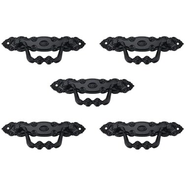 FarBoat 10pcs Antique Style Bail Handles Classical Black Decorative Drop Pulls for Doors Furnitures Woodboxes Overall 105x36mm Hole Centers 83mm327