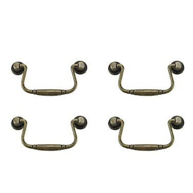 FarBoat 4 Sets 81mm32 Hole Spacing Antique Style Bail Handle Decorative Drawer Pulls for Woodenbox Case Drawer Cabinet Door Jewerlybox Bronze
