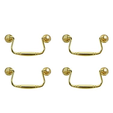 FarBoat 4 Sets 81mm32 Hole Spacing Antique Style Bail Handle Decorative Drawer Pulls for Woodenbox Case Drawer Cabinet Door Jewerlybox Gold