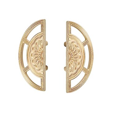 FAYZSOWSR 2PCS Cabinet Pulls Dresser Pulls Brushed Gold Zinc Closet Pull Chinese Semi Circular Pair Cabinet Pull 13inch 25inch Hole Pitch for Drawer Cabinets Door 32mm Hole Center
