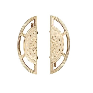 FAYZSOWSR 2PCS Cabinet Pulls Dresser Pulls Brushed Gold Zinc Closet Pull Chinese Semi Circular Pair Cabinet Pull 13inch 25inch Hole Pitch for Drawer Cabinets Door 64mm Hole Center