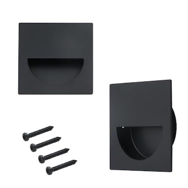 Geesatis 2 Pcs Recessed Door Handles Finger Pulls Handles Cabinet Pulls Door Handles Square Nickel Brushed 304 Stainless Steel 28x28inch Black