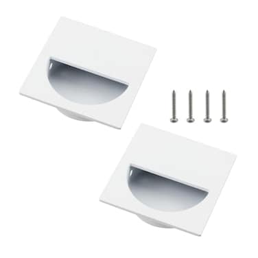 Geesatis Square Recessed Sliding Closet Door Finger Flush PullsPocket Door HandlesOutter Diameter 2X2inchBarn Door HandlesDrawer PullsWhite2 Pack