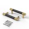Githtra Bar Cabinet Handle Knob Pull Brushed Satin GoldKnurled Brass Finish with Electroplated Matte Black 46 378 Hole Center for Kitchen Cabinet HardwareDresser Drawer Handles 10 Pack
