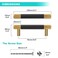 Githtra Bar Cabinet Handle Knob Pull Brushed Satin GoldKnurled Brass Finish with Electroplated Matte Black 46 378 Hole Center for Kitchen Cabinet HardwareDresser Drawer Handles 10 Pack