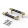 Githtra Bar Cabinet Handle Knob Pull Brushed Satin GoldKnurled Brass Finish with Electroplated Matte Black 46 378 Hole Center for Kitchen Cabinet HardwareDresser Drawer Handles 10 Pack