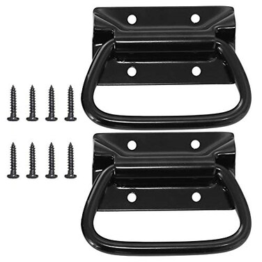 GLE2016 Stainless Steel Pull Handles for Toolbox Lifting Door Chest 4 Inch Pack of 2 Black