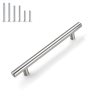 Gobrico 30 Pack 5 Inch 128mm Hole Centers Cabinet Handles Brushed Nickel Cabinet Pulls Stainless Steel Euro Style Kitchen Cabinet Handle 712 Overall Length Drawer Pull