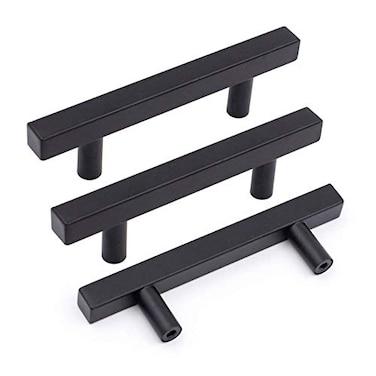 Goldenwarm 30 Pack Black Cabinet Handles 376mm Matte Black Cabinet Pulls T Bar Drawer Pulls for Kitchen Cupboard Drawer Hardware