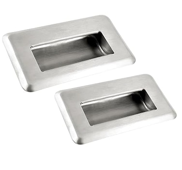 HAIWEN 2Pack Hidden Recessed Pull Handle Stainless Steel Square Flush Concealed Furniture Handle for Door Drawer Cupboard Cabinet Sliding Door XL