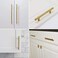 Haliwu 30 Pack 10 Inch Gold Cabinet Handles Kitchen Cabinet Handles for Drawer Pulls Brushed Gold Pulls Stainless Steel Modern Hardware for Bathroom