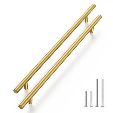 Haliwu 30 Pack 10 Inch Gold Cabinet Handles Kitchen Cabinet Handles for Drawer Pulls Brushed Gold Pulls Stainless Steel Modern Hardware for Bathroom