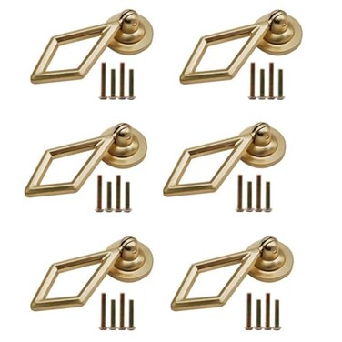 Hdtyyln 6Pcs Cabinet Knobs Diamond Shaped Drawer Pulls with Pendant Zinc Alloy Cabinet Handles Single Hole Pull for Home Office Kitchen Dresser Cupboard Wardrobe Furniture Hardware Replacement