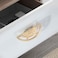 HIZEFSOO 2PCS Metal Half Moon Pull Handle Zinc Alloy Cabinet Pull for Living Room Golden Office Drawer Handle Retro Home Closet Pulls Curved Semicircle Indoor Double Holes Furniture Handles