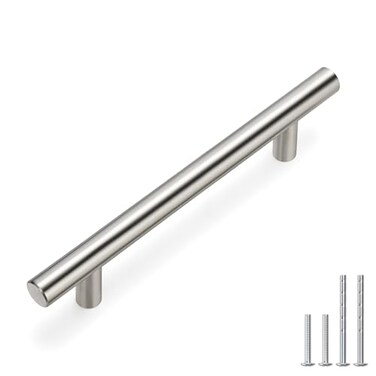 homdiy Brushed Nickel Cabinet Handles Drawer Pulls HD201SN Cabinet Pulls 4in Hole Centers Cabinet Hardware 5Pack Cabinet Door Handles for Kitchen Cabinets