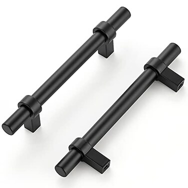 Home Expert 5 Pack Cabinet Handles 4 Inch Black Cabinet Pulls Matte Black Kitchen Cabinet Handles Drawer Pulls with Square Base Kitchen Cabinet Hardware 638 Inch Overall Length