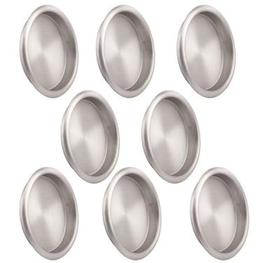 HOMOTEK 8 Pack Closet Door Finger Pulls 2116 Round Sliding Handles Bypass Recessed Cabinet Pocket Door Pulls Easy Snap No Drill Brushed Nickel