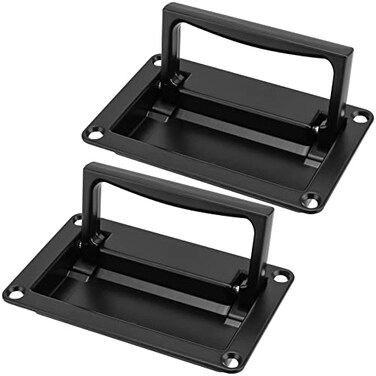 JEUIHAU 2 Pack 437 Inches Recessed Pull Handles Zinc Alloy Recessed Door Handle Black Flush Pull Handle Container Handle for Toolbox Box Cabinets Flush Lift