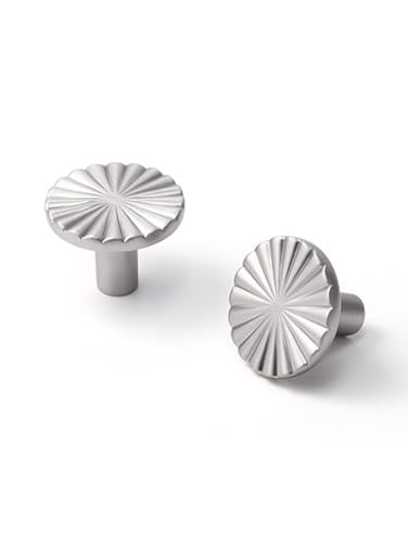 JIASENBAO 2 Pack Brushed Nickel Cabinet Knobs Satin Nickel Flat Drawer Pulls Kitchen Cupboard Bathroom Dresser Cabinet Hardware Handles Zinc Alloy