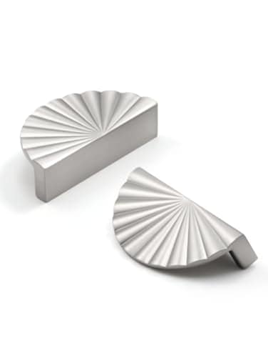 JIASENBAO 2 Pack Brushed Nickel Cabinet Pulls 3 Hole Center Cup Flat Silver Drawer Pulls Kitchen Cupboard Bathroom Dresser Cabinet Hardware Handles Zinc Alloy
