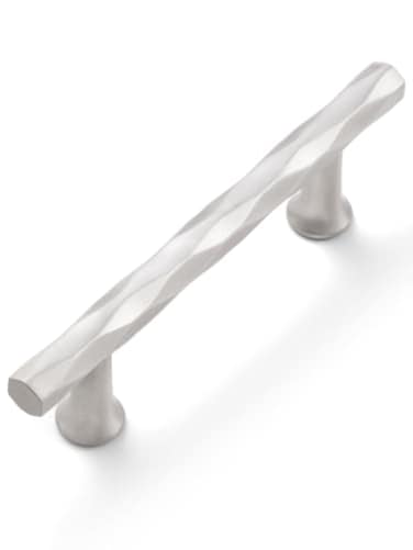 JIASENBAO Brushed Nickel Cabinet Pulls 3 Hole Center 10 Pack Hammered Silver Cabinet Handles Decorative Kitchen Drawer Dresser Cupboard Bathroom Vanity Cabinet Hardware Rhombus
