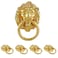 Jiozermi 5 Pcs Lion Head Cabinet Pull Handle Ring Pulls Handle Drawer Pulls for Dresser Wardrobe Kitchen Cupboard Gold