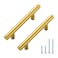JOY DECOR 10 Pack 5 Inch Cabinet Pulls 3 Inch 76mm Hole Center Stainless Steel Drawer Handles for Kitchen Cabinets Cupboard Wardrobe Brushed Brass Gold