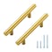 JOY DECOR 10 Pack 5 Inch Cabinet Pulls 3 Inch 76mm Hole Center Stainless Steel Drawer Handles for Kitchen Cabinets Cupboard Wardrobe Brushed Brass Gold