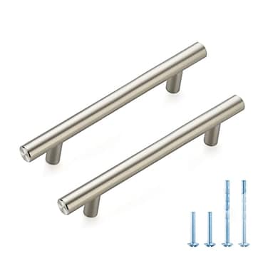 JOY DECOR 10 Pack 738 Inch Cabinet Pulls 5 Inch 128mm Hole Center Stainless Steel Drawer Handles for Kitchen Cabinets Cupboard Wardrobe Brushed Nickel Silver