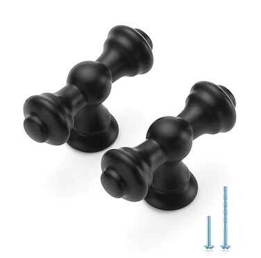 JOY DECOR 10 Pack Matte Black Kitchen Cabinet Knobs Drawer Handles Zinc Black Cabinet Pulls Kitchen Cabinet Hardware for Drawer Cupboard Dresser Wardrobe Pulls Single Hole Knobs 21 Length55mm