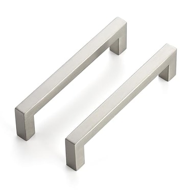 JOY DECOR 2 Pack Cabinet Handles5 Inch Brushed Nickel Cabinet PullsKitchen Cabinet Handles Square Drawer Pulls Stainless Steel Drawer Hardware Handles 128mm Hole Centers