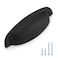 JOY DECOR 5 Pack 334 Matte Black Cup Drawer Pulls Zinc Alloy Kitchen Cabinet Handles for Dressers Drawers Farmhouse Style 96 mm Hole Centers Cup Pulls Hardware