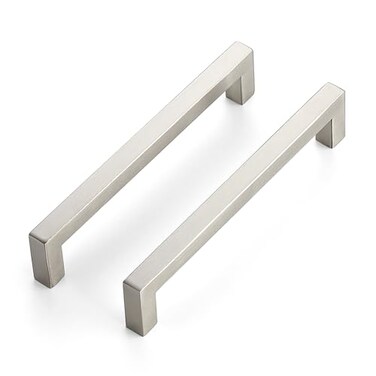 JOY DECOR 5 Pack Cabinet Handles 614 Inch Brushed Nickel Cabinet PullsKitchen Cabinet Handles Square Drawer Pulls Stainless Steel Drawer Hardware Handles 160mm Hole Centers